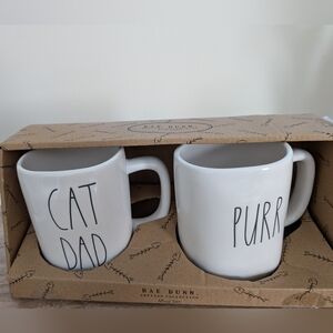 Rae Dunn Cat Dad & Purr Mug set with original box, gifts for cat lovers
